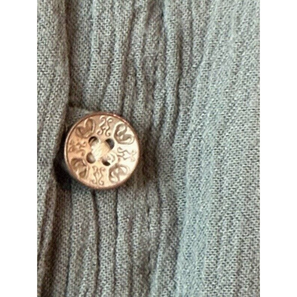J Jill Textured Button Front Dusty Blue Long Sleeve Shirt L Embroidered Peasant - Picture 10 of 13